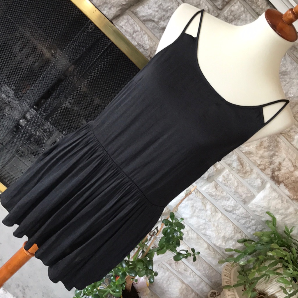 Anthropologie Black Double Strap Silk Tank Blouse